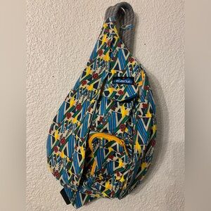 Kavu Geometric Blue and Yellow Sling Bag